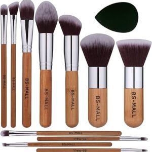 11Pcs Bamboo Synthetic Makeup Brush Set