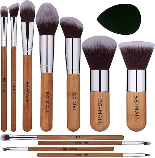 11Pcs Bamboo Synthetic Makeup Brush Set