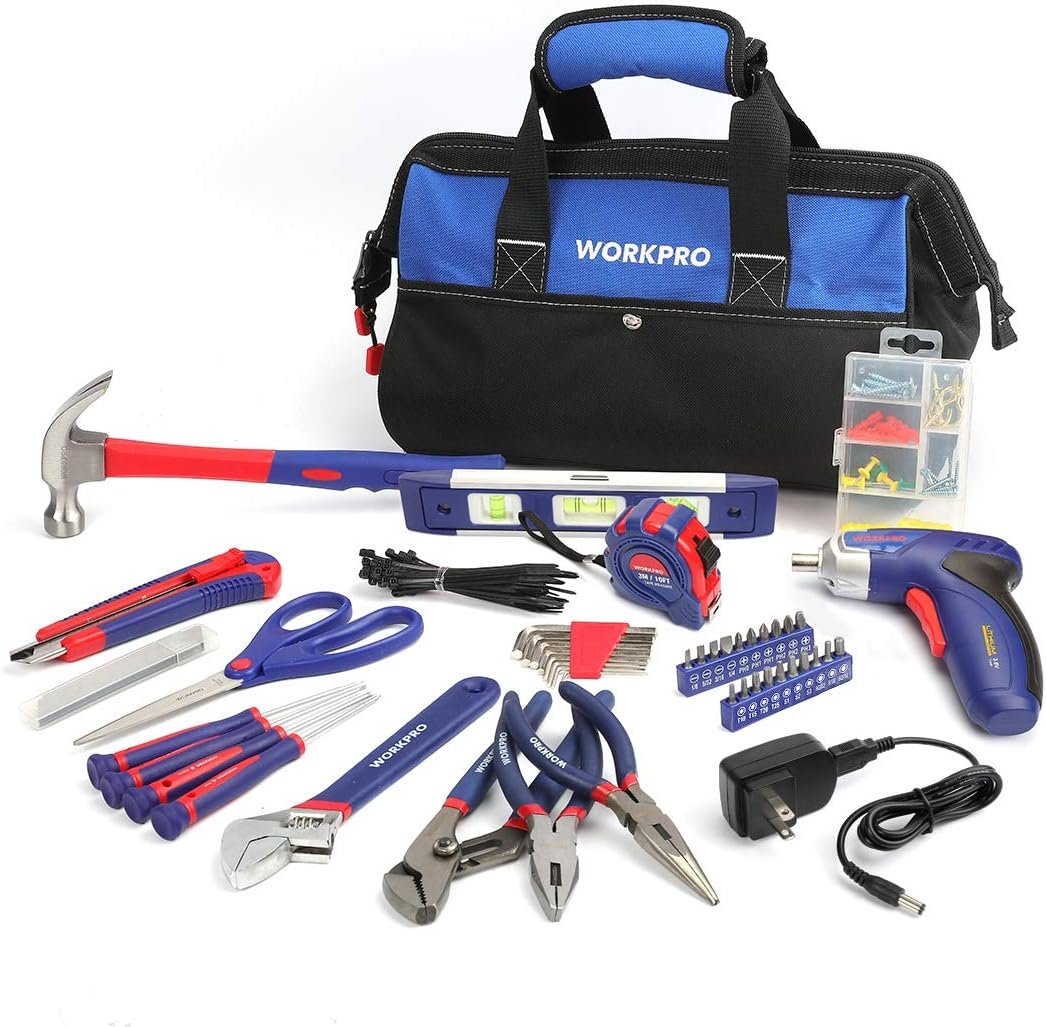 125-Piece Household Tool Kit with Rechargeable Screwdriver