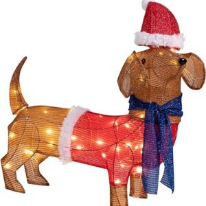 2ft Lighted Dachshund Dog Christmas Decoration