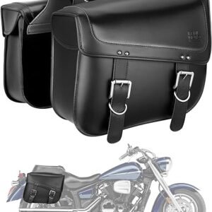 30L Motorcycle Saddlebags, Large Capacity PU Leather Luggage