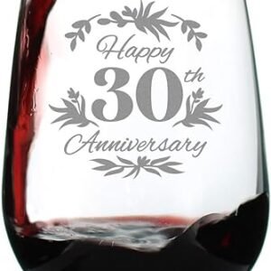 30th Anniversary Stemless Wine Glass