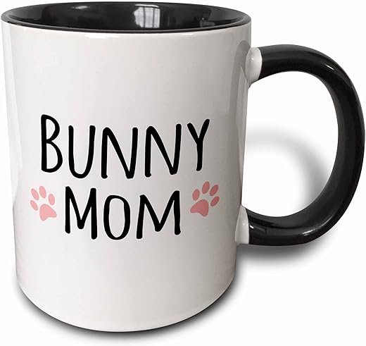 3dRose Bunny Mom Mug, Pack of 1, Black