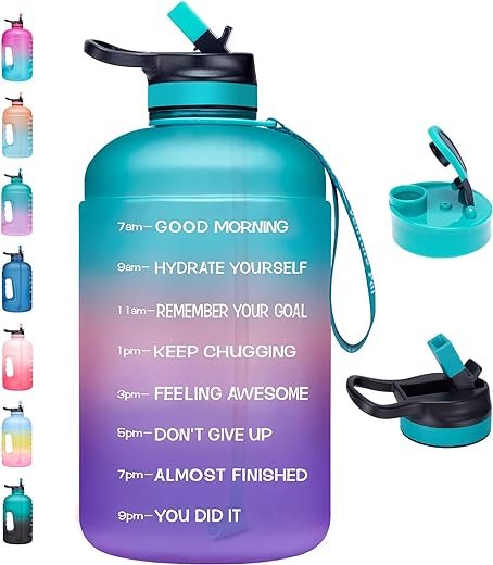 64 oz. Motivational Water Bottle with 2 Lids