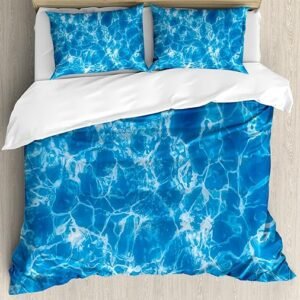 Aqua Duvet Cover Set with Ocean Image