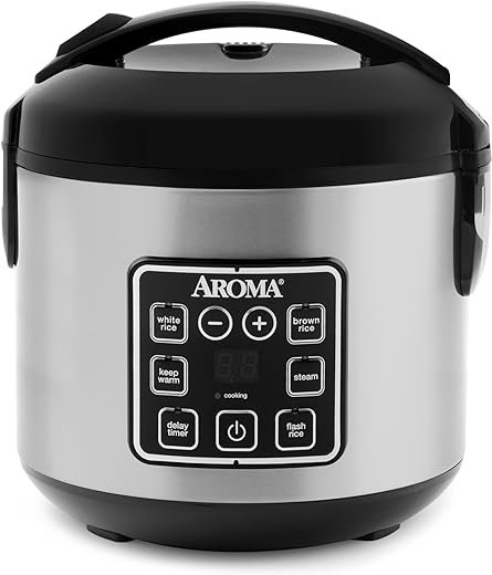 AROMA Digital Rice Cooker, Multicooker, Stainless Steel