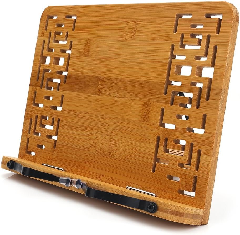 Bamboo Book Stand with Retro Pattern