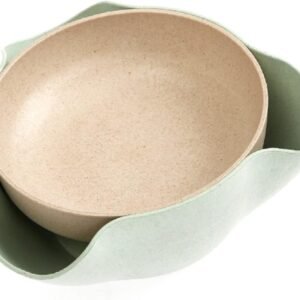 Bamboo Double Dish Snack Bowl (Green)