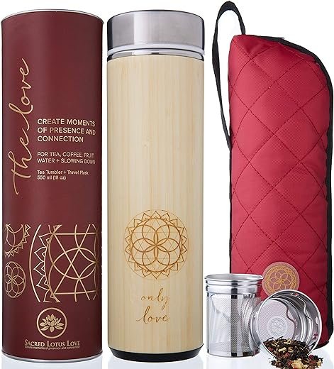Bamboo Tea Tumbler with Infuser & Sleeve