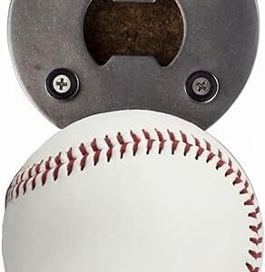 Baseball Bottle Opener: Stainless Steel & Leather