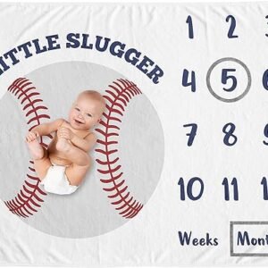 Baseball Boy Milestone Blanket - Red White Blue