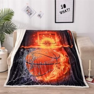 Basketball Print Sherpa Fleece Blanket