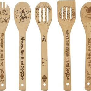 Bee Wooden Cooking Spoons Set