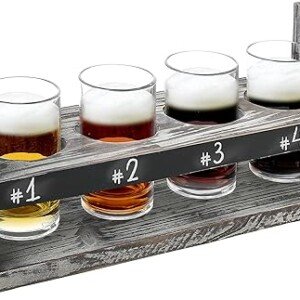 Beer Flight Sampler Set with Chalkboard Panel