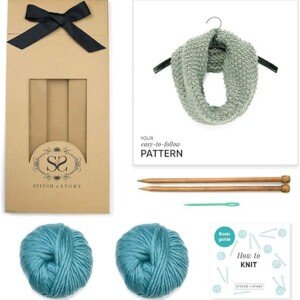 Beginner Knitting Kit - Stone Teal
