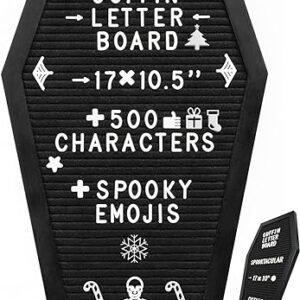 Black Coffin Letter Board with Spooky Emojis and Stand