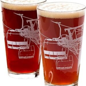 Black Lantern Pint Glasses - Ski Lift Design