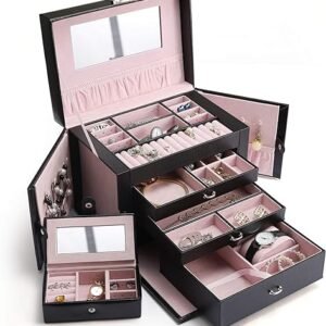 Black Leather Travel Jewelry Box