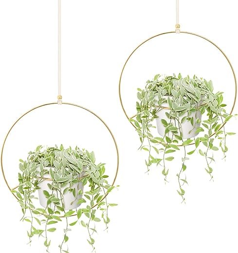 Boho Hanging Planter Set with Metal Pot