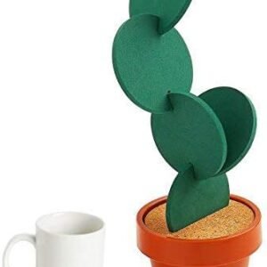 Cactus Coasters with Flowerpot Holder - 6 Piece Set