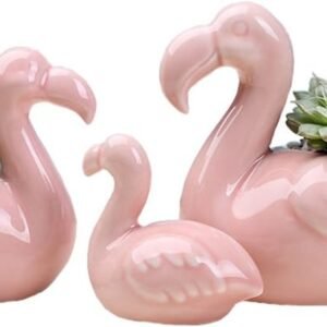 Ceramic Animal Flowerpot with Flamingos
