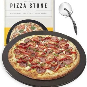 Ceramic Pizza Stone Set - Non-Stick, Black
