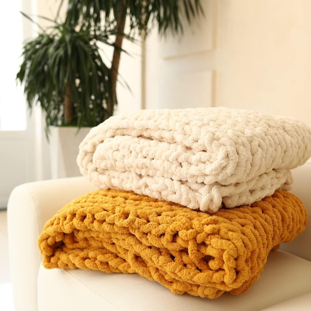 Chunky Knit Chenille Blanket Throw