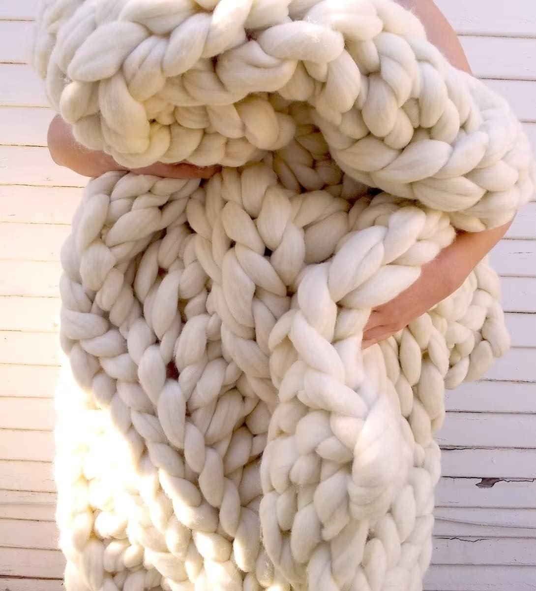 Chunky Knit Merino Wool Blanket