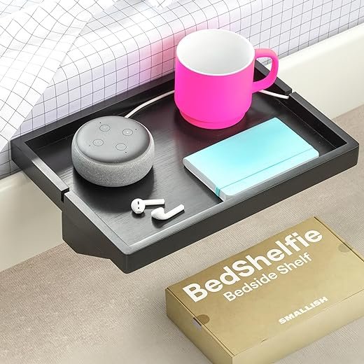 Clip-On Nightstand for Bunk Beds - Black Wood