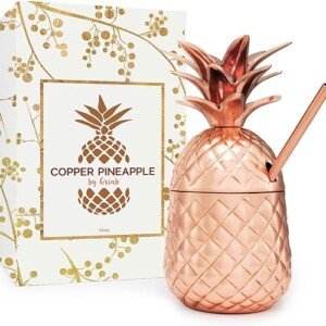 Copper Pineapple Tumbler with Straw - Multiple Sizes - Handcrafted Drinking Mug