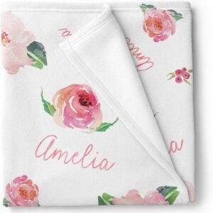Coral Pink Floral Baby Girl Blanket