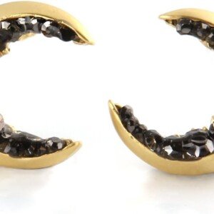 Crescent Moon Black CZ Earrings