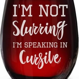 Cursive Engraved Stemless Wine Glass