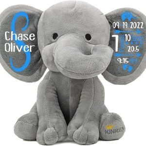 Custom Elephant Stuffed Animal - Birth Stats Keepsake