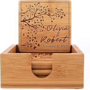 Custom Laser Engraved Wooden Coasters