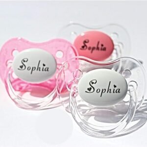 Custom Name Pacifier Set - Pink Glitter (0-6 Months)