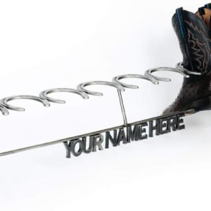 Customizable Horseshoe Boot Rack - Rustic Design