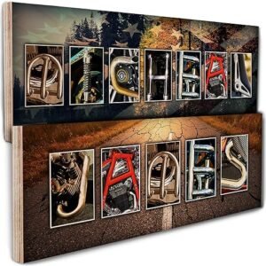 Customized Motorcycle Wooden Sign - Personalized Name Art