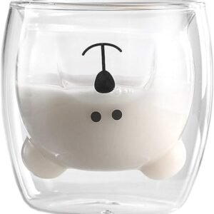 Cute Bear Double Wall Glass Mugs