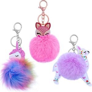 Cute Fluffy Animal Pom Pom Keychain