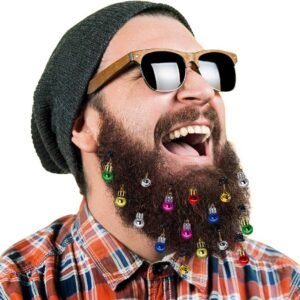 DecoTiny Beard Ornaments with Jingle Bells and Christmas Baubles