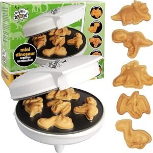 Dinosaur Mini Waffle Maker - Fun Breakfast with 3D Shaped Dinos