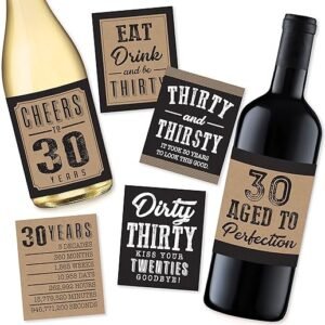 Dirty Thirty Wine or Beer Bottle Labels