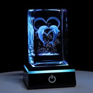 Dolphin Crystal Glass Figurine - 3D Laser Etched