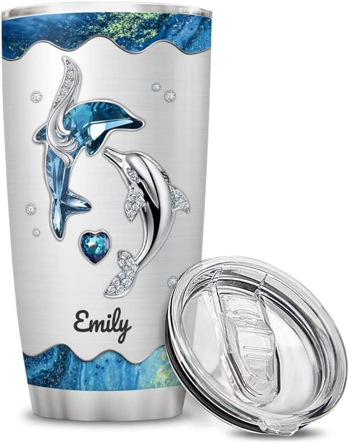 Dolphin Tumbler Cup with Personalized Name