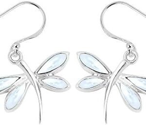 Dragonfly Stone Inlay Silver Earrings