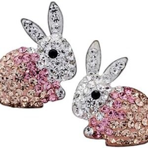 Easter Bunny Stud Earrings - Crystal Sterling Silver