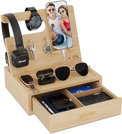 EcoLeafy Docking Station - Men's Bedside Organizer