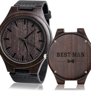 Engraved Men's Wooden Analog Watch