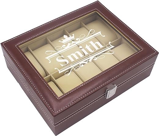 Engraved Watch Storage Box - Personalized, Crown Style